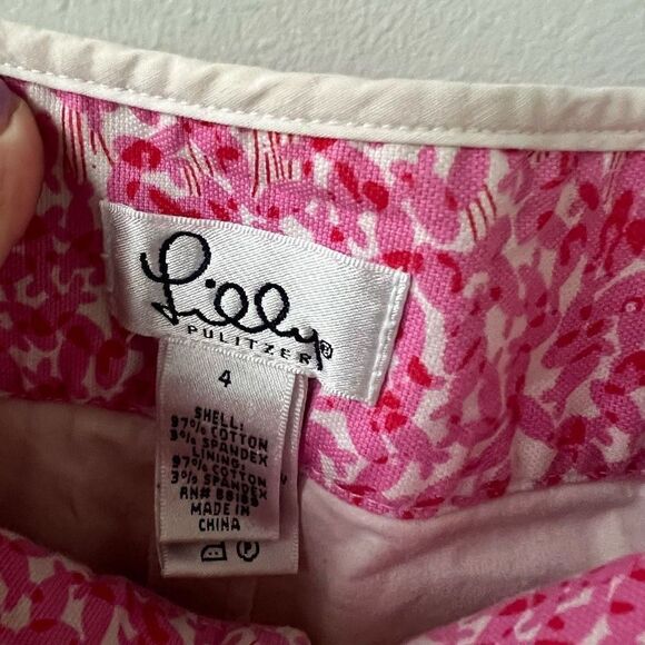 Lilly Pulitzer Women's Cotton Blend Mini Pencil Pink White Skort Size 4 - Picture 8 of 11